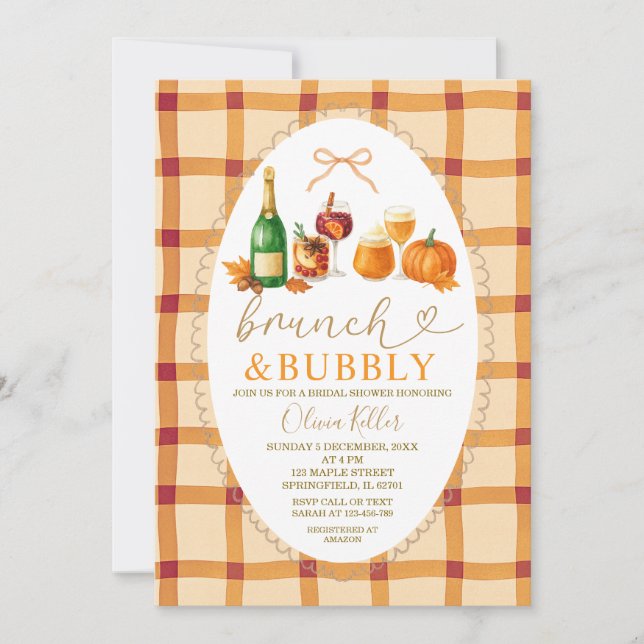 Invitation Fall Cocktail Bow Brunch & Bubbly Bridal Shower (Devant)