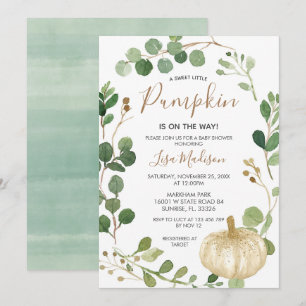 Invitation Fall Greenery Citrouille est sur le chemin Baby sh