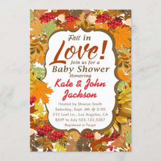 Invitation Fall in Love - Autumn Leaves Baby shower