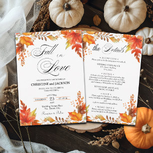 Invitation Fall in Love Détails sur Back Boho Floral Mariage