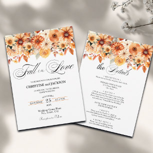 Invitation Fall in Love Détails sur Back Boho Floral Mariage