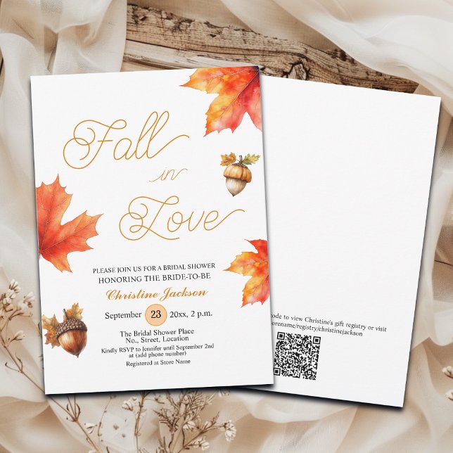 Invitation Fall in Love Maple Tree Leaves Bridal Shower  (Créateur téléchargé)