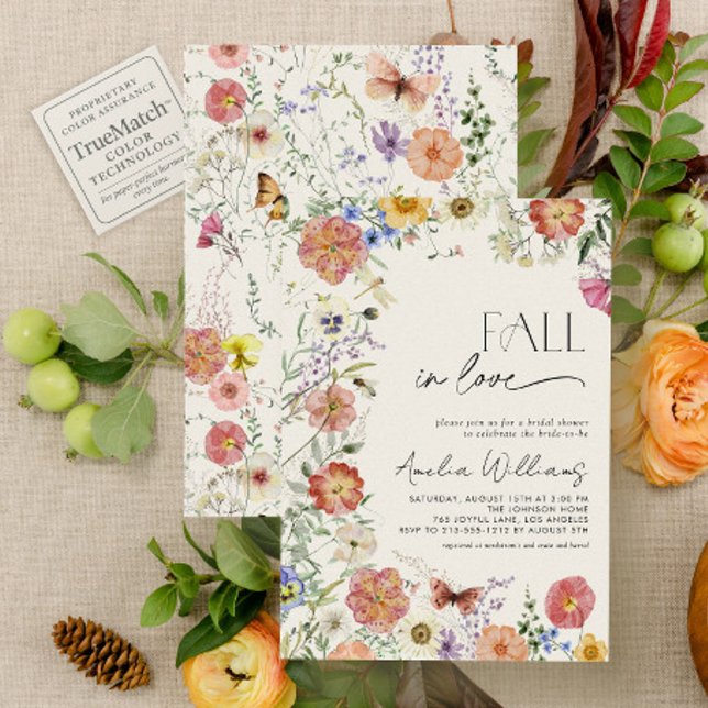 Invitation Fall In Love Pressed Wildflower Bridal Shower (Créateur téléchargé)