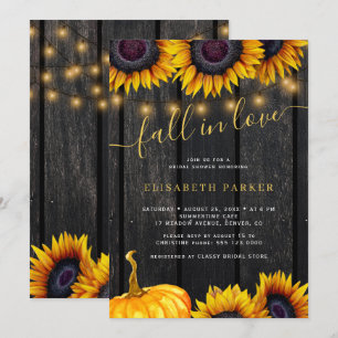 Invitation Fall in Love rustique fleurie grange bois douche n