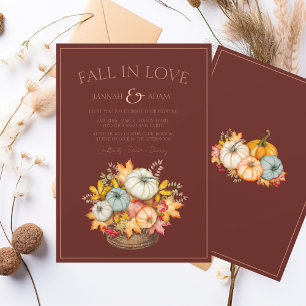 Invitation Fall in Love Terracotta Automne Citrouille Mariage