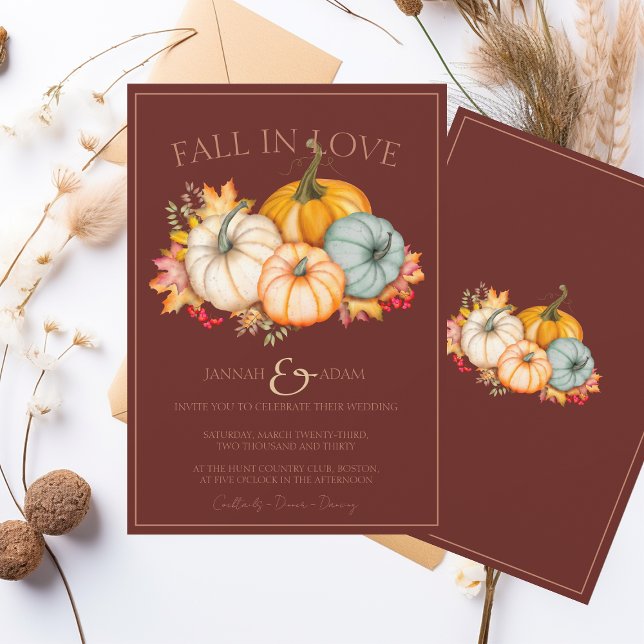 Invitation Fall in Love Terracotta Automne Citrouille Mariage (Créateur téléchargé)