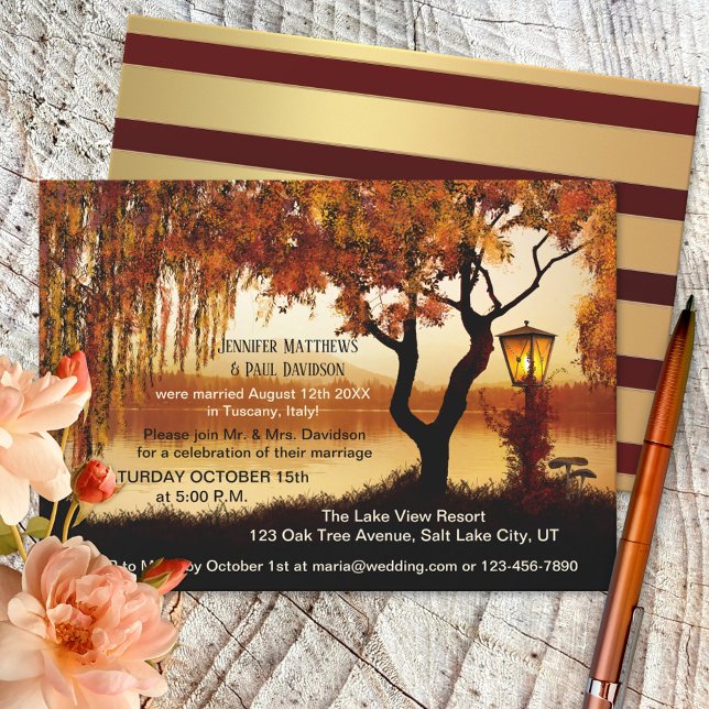 Invitation Fall Lake Après Mariage Réception Seulement Invita (Créateur téléchargé)