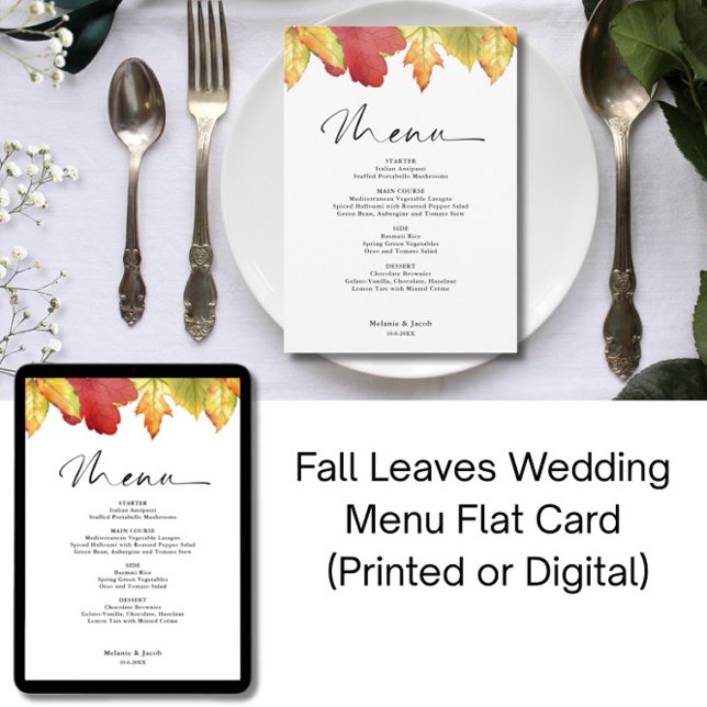 Invitation Fall Leaves Wedding Menu (Créateur téléchargé)