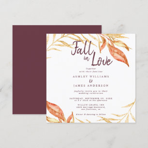 Invitation Fall Love Golden Foliage Automne Mariage Bourgogne