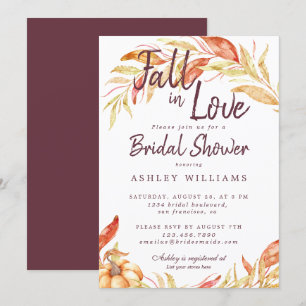 Invitation Fall Love Golden Foliage Bourgogne Fête des mariée