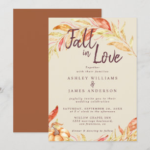 Invitation Fall Love Golden Foliage TerraCotta Mariage