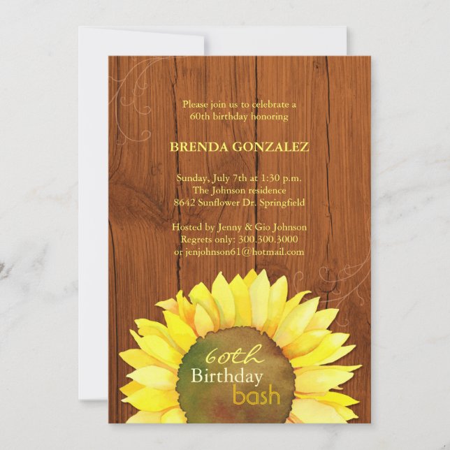 Invitation Fall Sunflower 60e anniversaire (Devant)