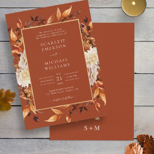 Invitation Fall Terracotta Floral Mariage