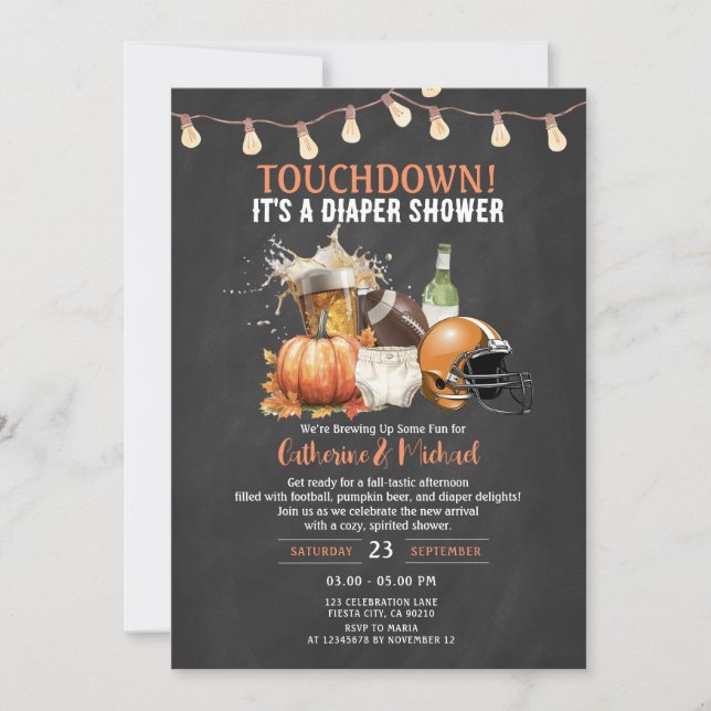 Invitation Fall Touchdown c'est une bière Baby shower de couc (Devant)