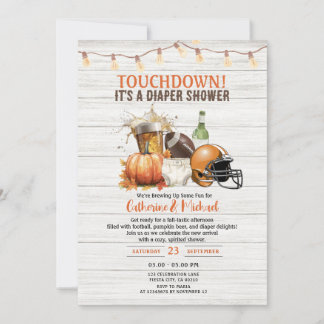 Invitation Fall Touchdown c'est une couche Baby shower Beer W