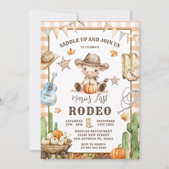 Invitation Fall Wild West Mon premier Rodeo Cowboy Anniversai (Devant)