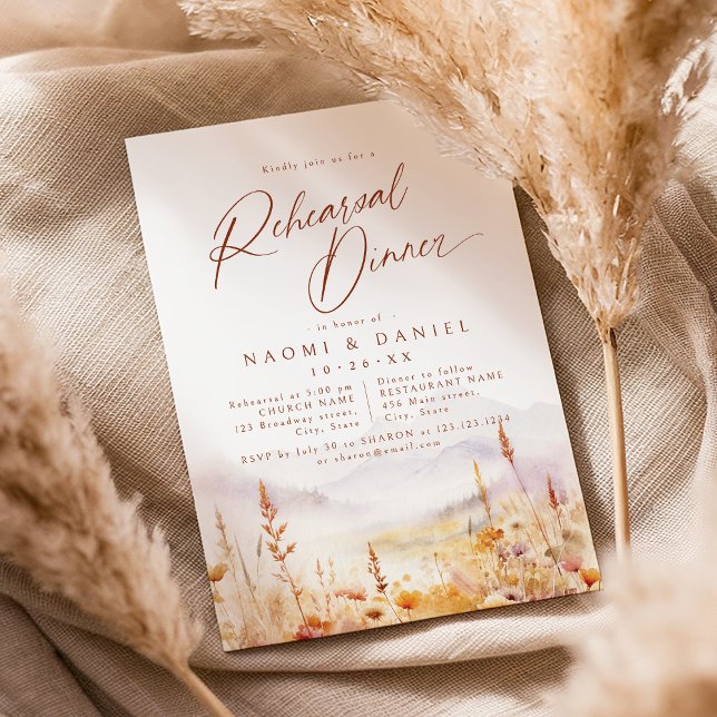 Invitation Fall Wildflower Mountain Rustic Rehearsal Dinner (Fall Wildflower Mountain Rustic Rehearsal Dinner Invitation)