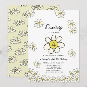 Invitation Falling Daisys White Floral Anniversaire Invitati