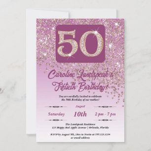 Invitation Falling Rose Gold Parties scintillant 50e fête d'a