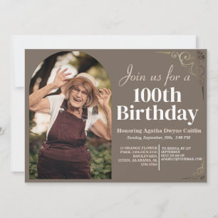Invitation Famille 100e fête d'anniversaire simple photo