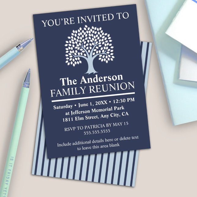 Invitation Famille Arborescence Reunion Nom personnalisé/Date (Créateur téléchargé)