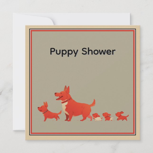 Invitation Famille de Chiens de Corgi (Devant)