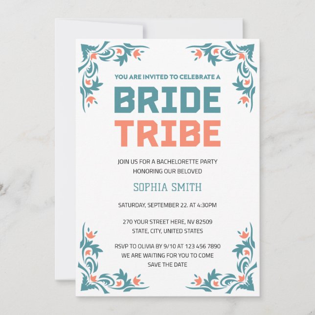 Invitation Famille de la Tribu de la Mariée Rassemblement Ent (Devant)