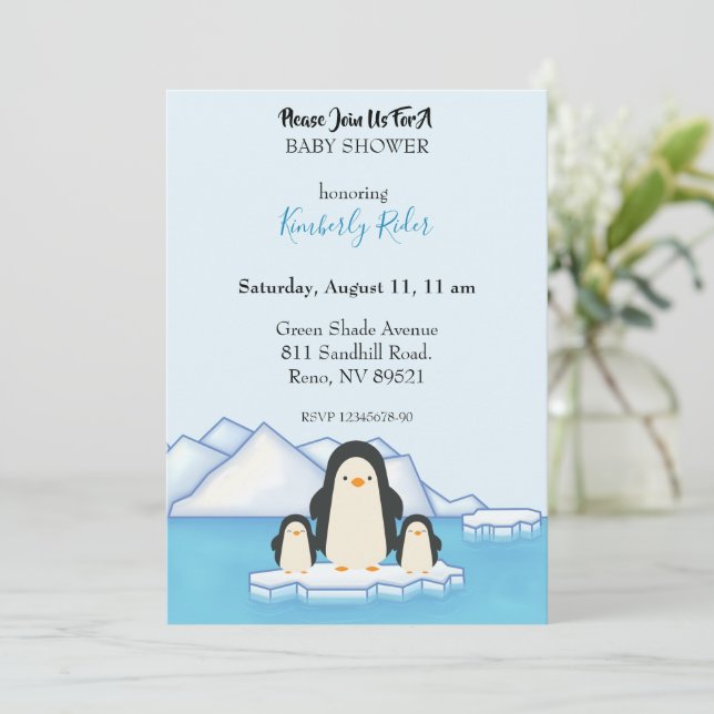 Invitation Famille de manchots  (Debout devant)