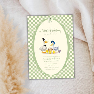 Invitation Famille de petits canards Gingham Baby Shower