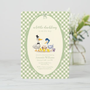 Invitation Famille de petits canards Gingham Baby Shower