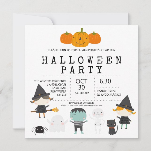 Invitation Famille de plaisir mignon moderne Fête d'Halloween (Devant)