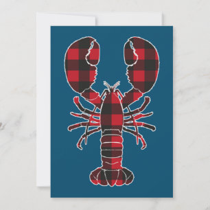 Invitation Famille de pyjamas assortis rouge écossais homard 