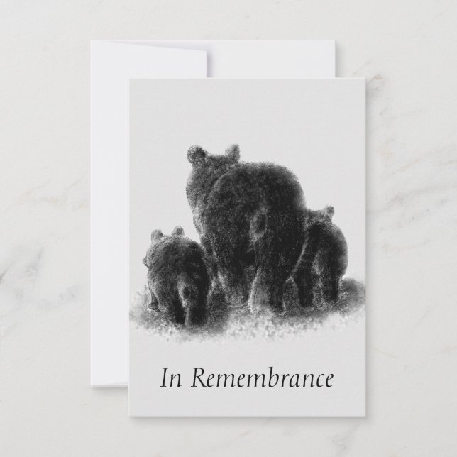 Invitation Famille d'ours d'ours d'animal Memorial personnali (Devant)