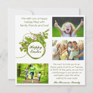 Invitation Famille Pâques Vos photos Vert