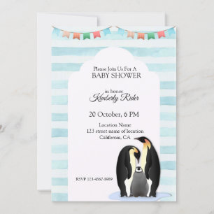 Invitation Famille Pingouin mignonne