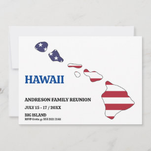 Invitation Famille Réunion 🎉 HAWAII State Map USA Drapeau