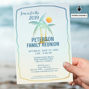 Invitation Famille Réunion Palm Trees Plage Tropical