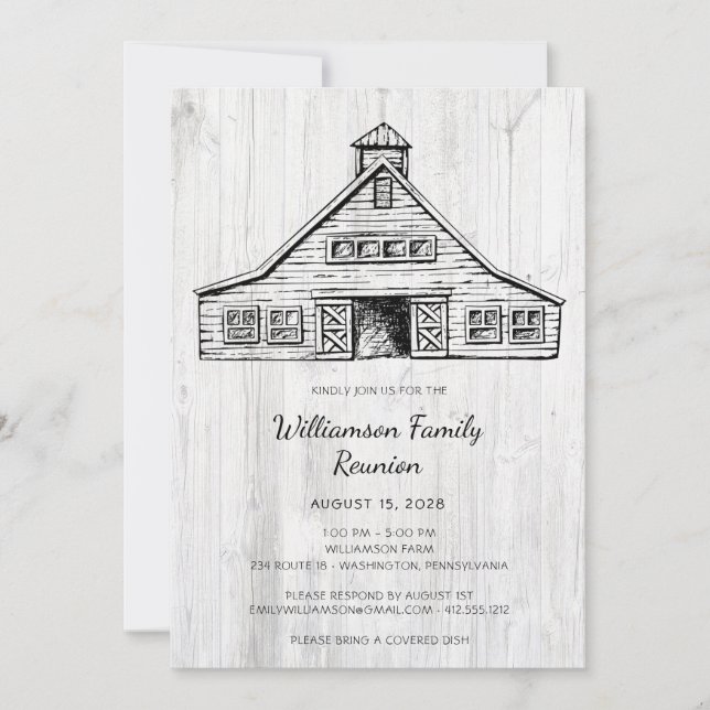 Invitation Famille Réunion Rustique Pays Maison (Devant)
