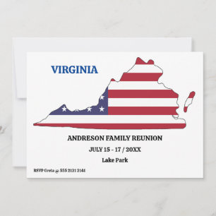 Invitation Famille Réunion 🎉 VIRGINIA State Map USA Drapeau