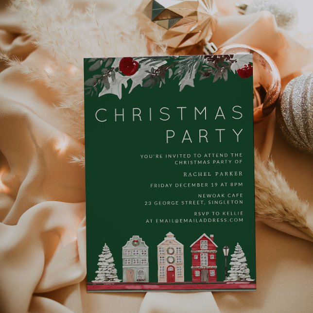 Invitation Famille verte moderne ou fête de Noël de bureau (Créateur téléchargé)