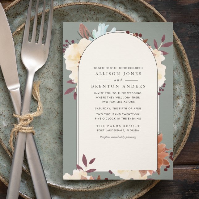 Invitation Familles mixtes Botanique Floral Mariage (Créateur téléchargé)