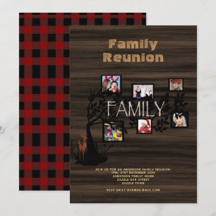 Invitation Family Tree REUNION Photo Collage Rustic Buffalo