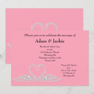 INVITATION FAMINGO ROSE SWAN ÉLÉGANT MARIAGE