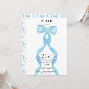 Invitation Fancy Aquarelle Bleu Bow Formel Anniversaire
