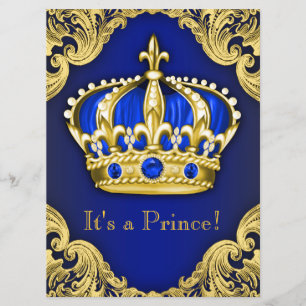 Invitation Fancy Baby shower Bleu