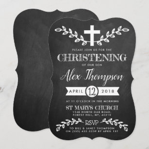 Invitation Fancy Chalkboard Cross & Folitening