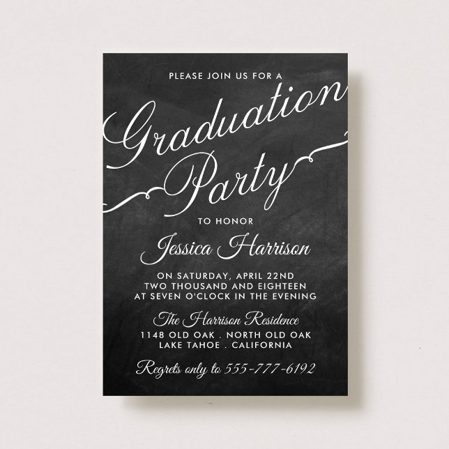 Invitation Fancy Chalkboard Typography Graduation Party (Créateur téléchargé)