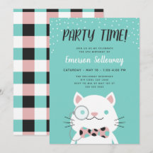 Fancy Chat Turquoise Anniversaire de enfant Party