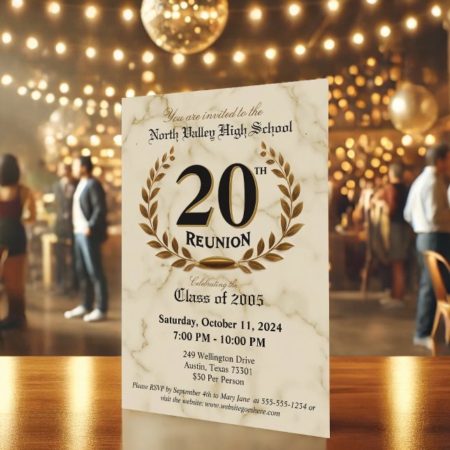 Invitation Fancy Elegant 20ème Classe de Réunion du lycée de  (Créateur téléchargé)