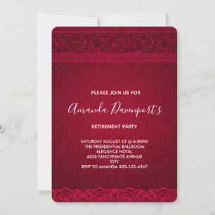 Invitation Fancy & Elegant Red Abstrait Retirement Party